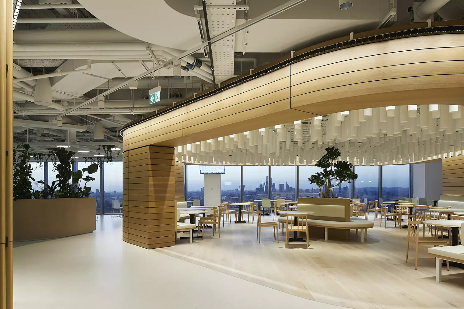 Cafe and collaboration space with a view over London