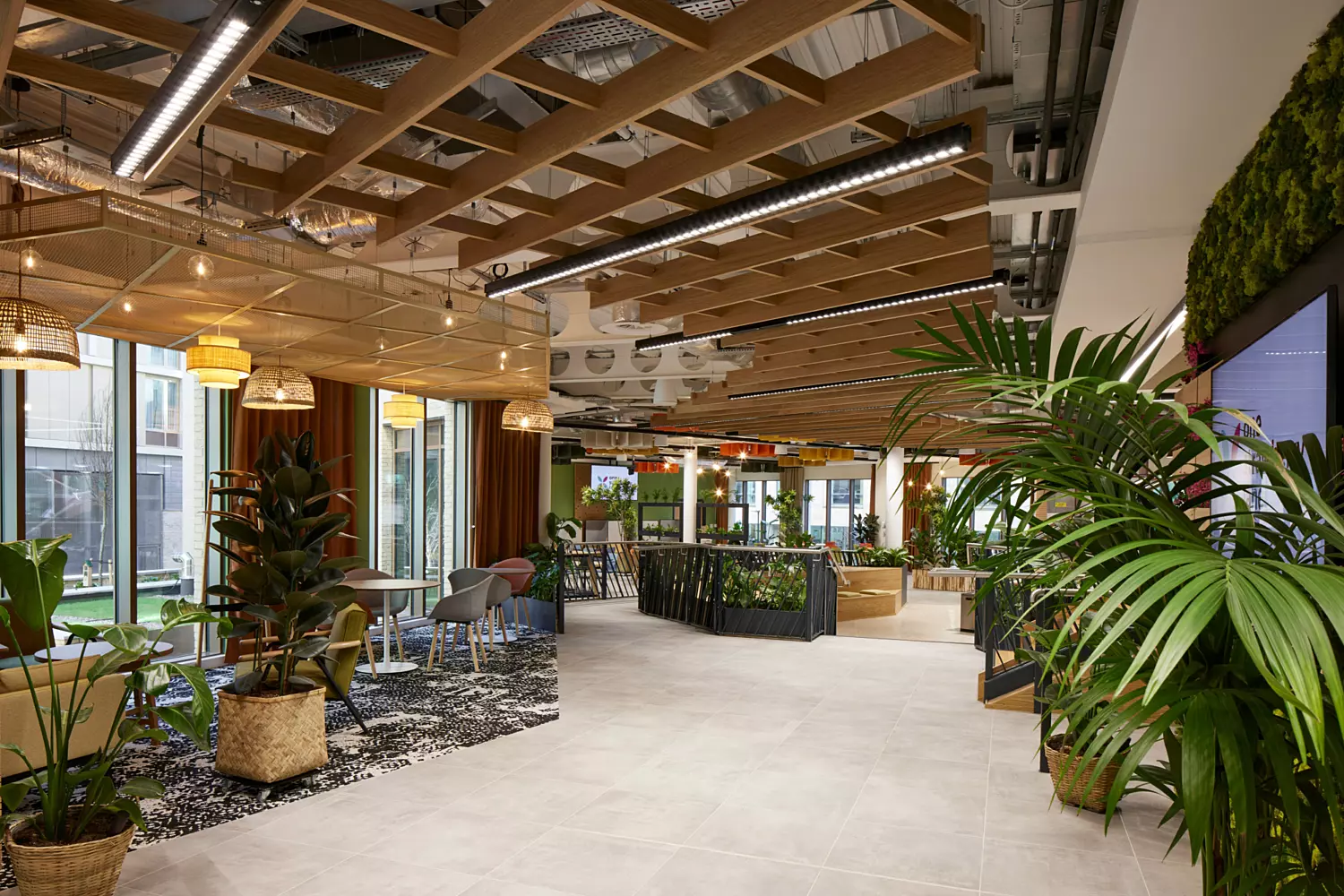 Open plan office space with seating variety