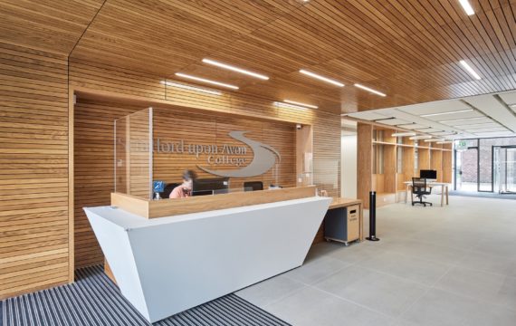 Wood panneled reception fit out