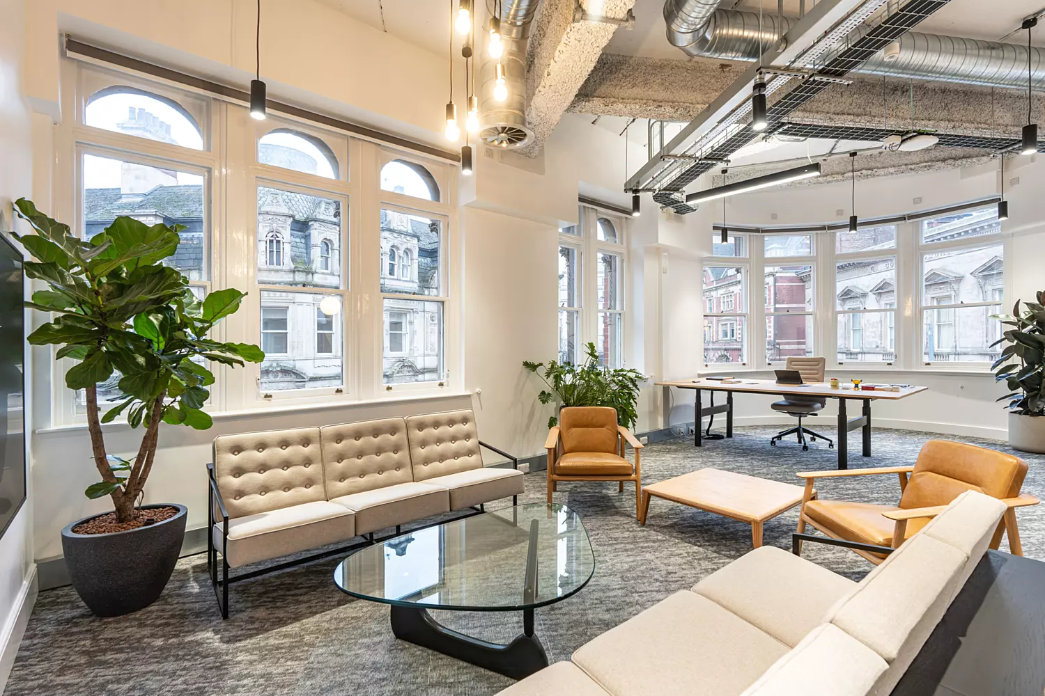 Natural light inundates office space at Aston University