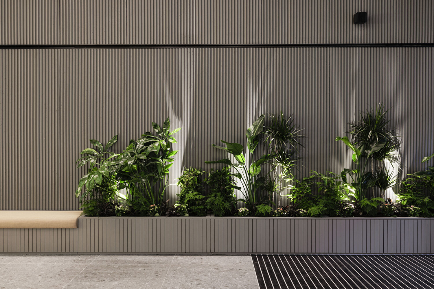 Planters in reception space at 40 Spring Gardens