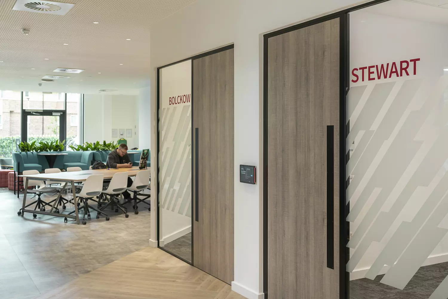 Seating space and private meeting rooms in Middlesbrough office