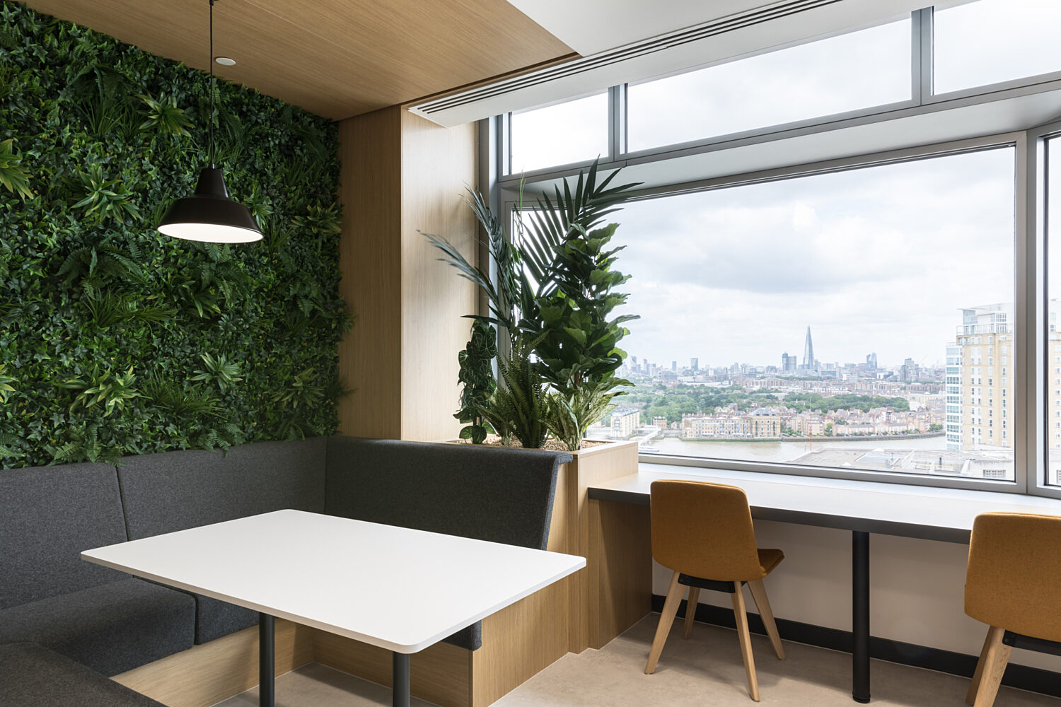 Booth seating with a view in London office