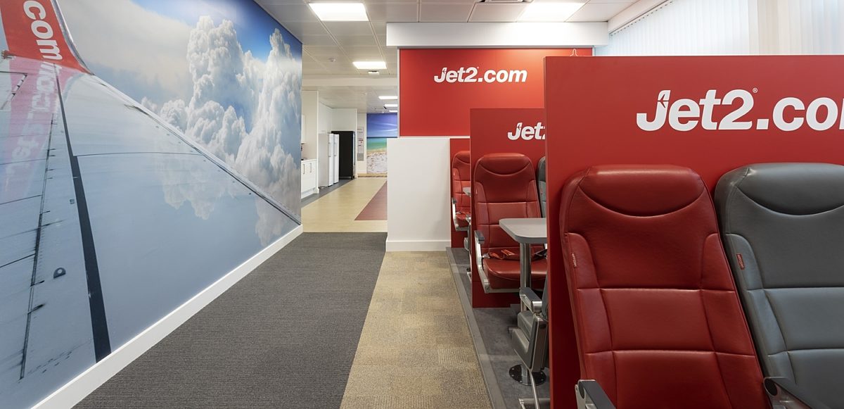 Jet2 meeting booths with aircraft seats