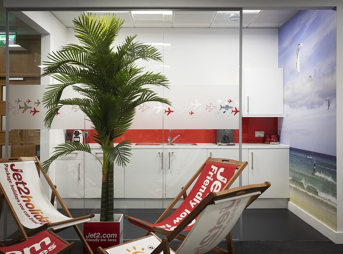 Jet2 office fit out with palm trees