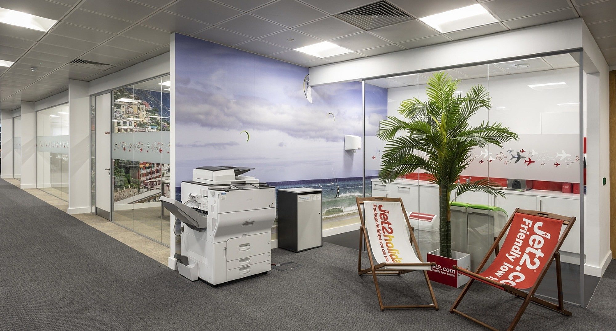Jet2 deck chairs in breakout space fit out