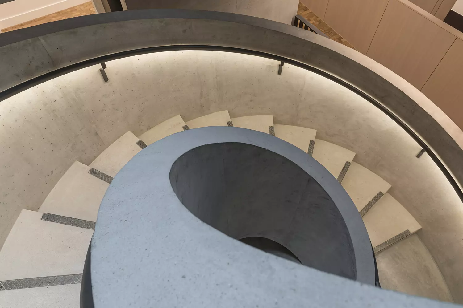 Kings College London concrete spiral staircase