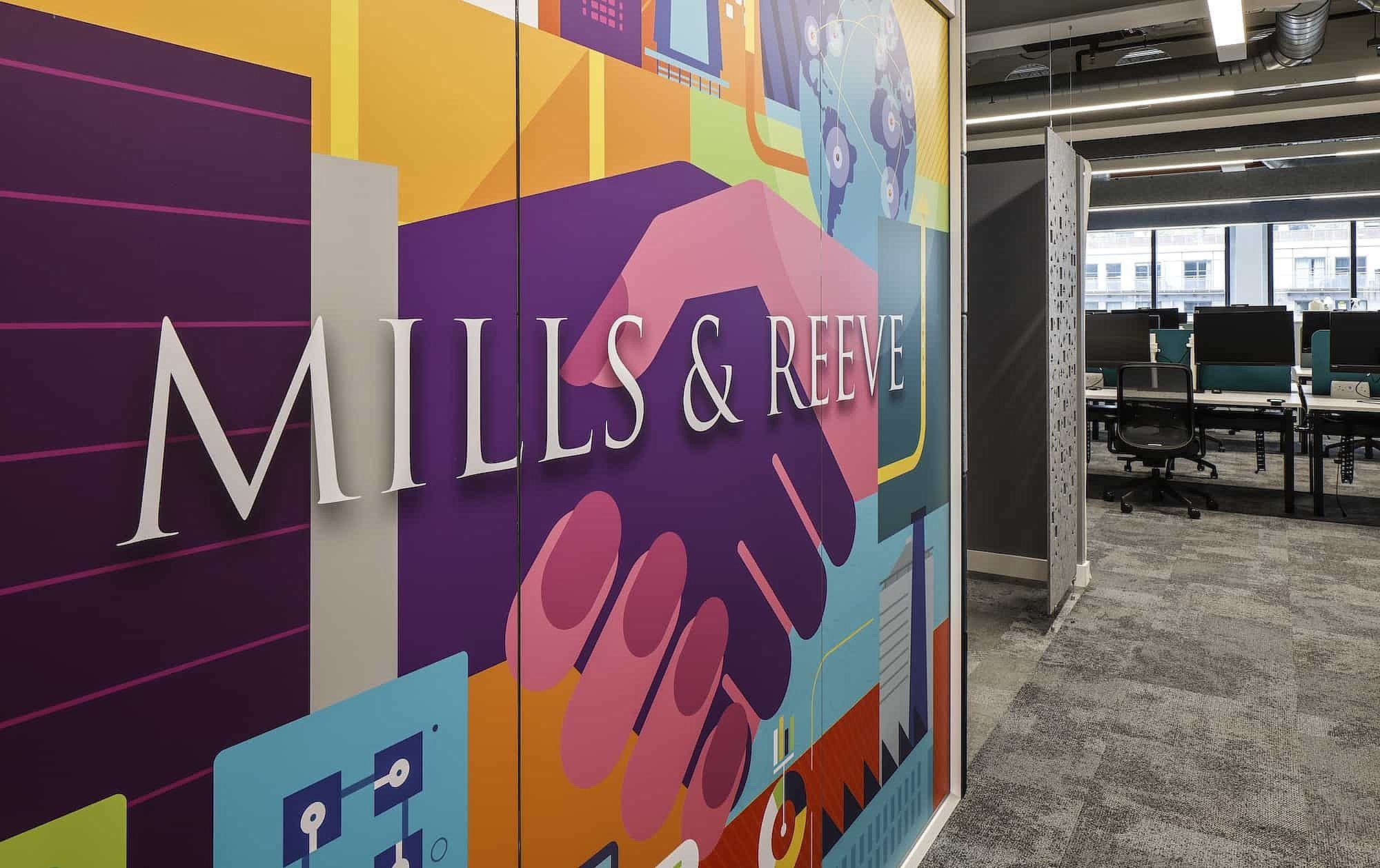 Mills Reeve mural in office
