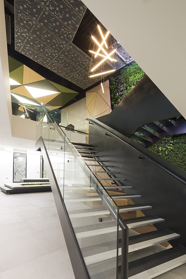 Office staircase with living wall