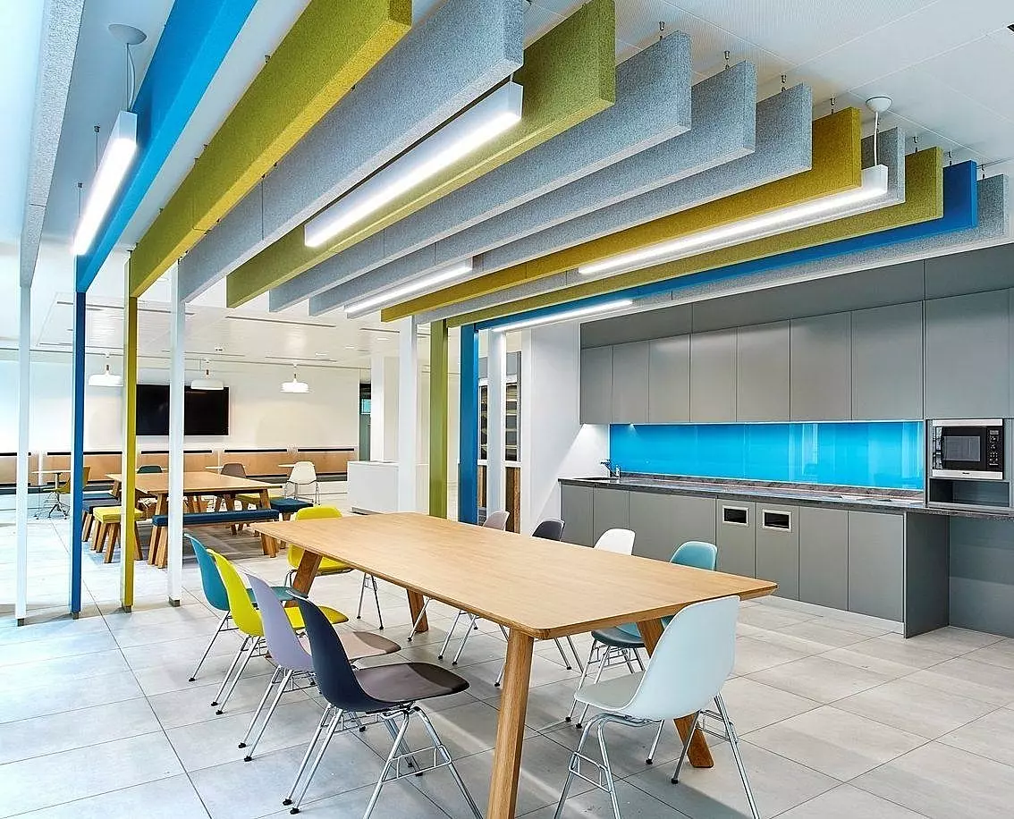 Office fit out with acoustic ceiling panels